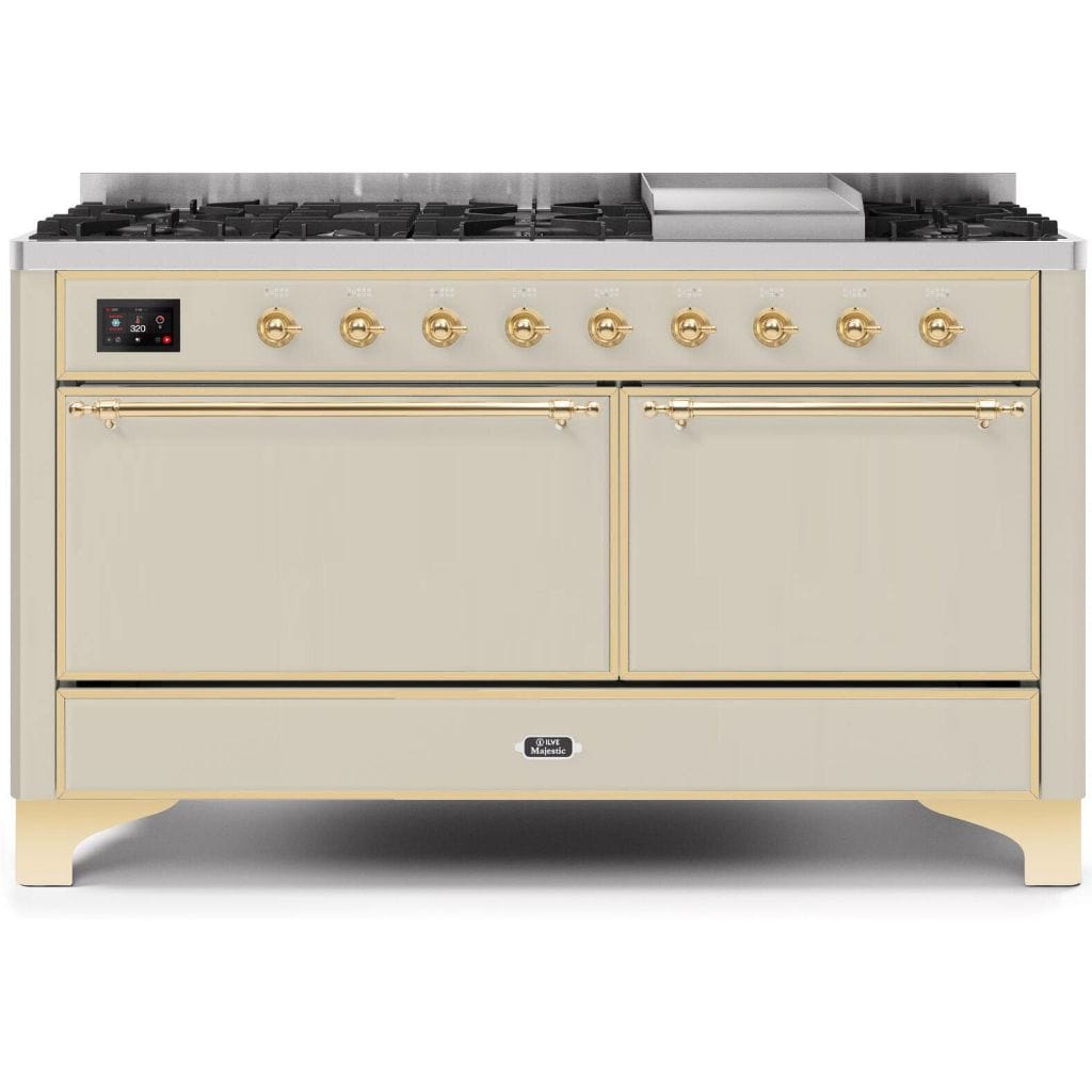 ILVE 60” 9 Sealed Burners Majestic II Series Freestanding Dual Fuel Liquid Propane Range with Trim