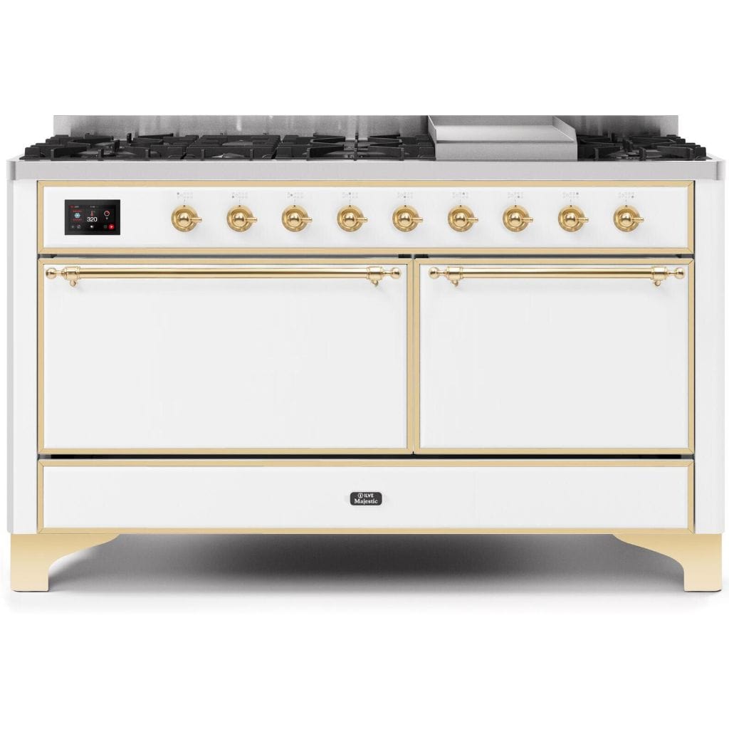 ILVE 60” 9 Sealed Burners Majestic II Series Freestanding Dual Fuel Liquid Propane Range with Trim