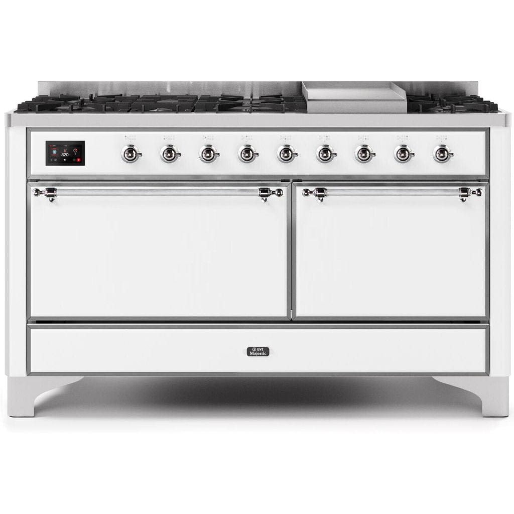 ILVE 60” 9 Sealed Burners Majestic II Series Freestanding Dual Fuel Liquid Propane Range with Trim