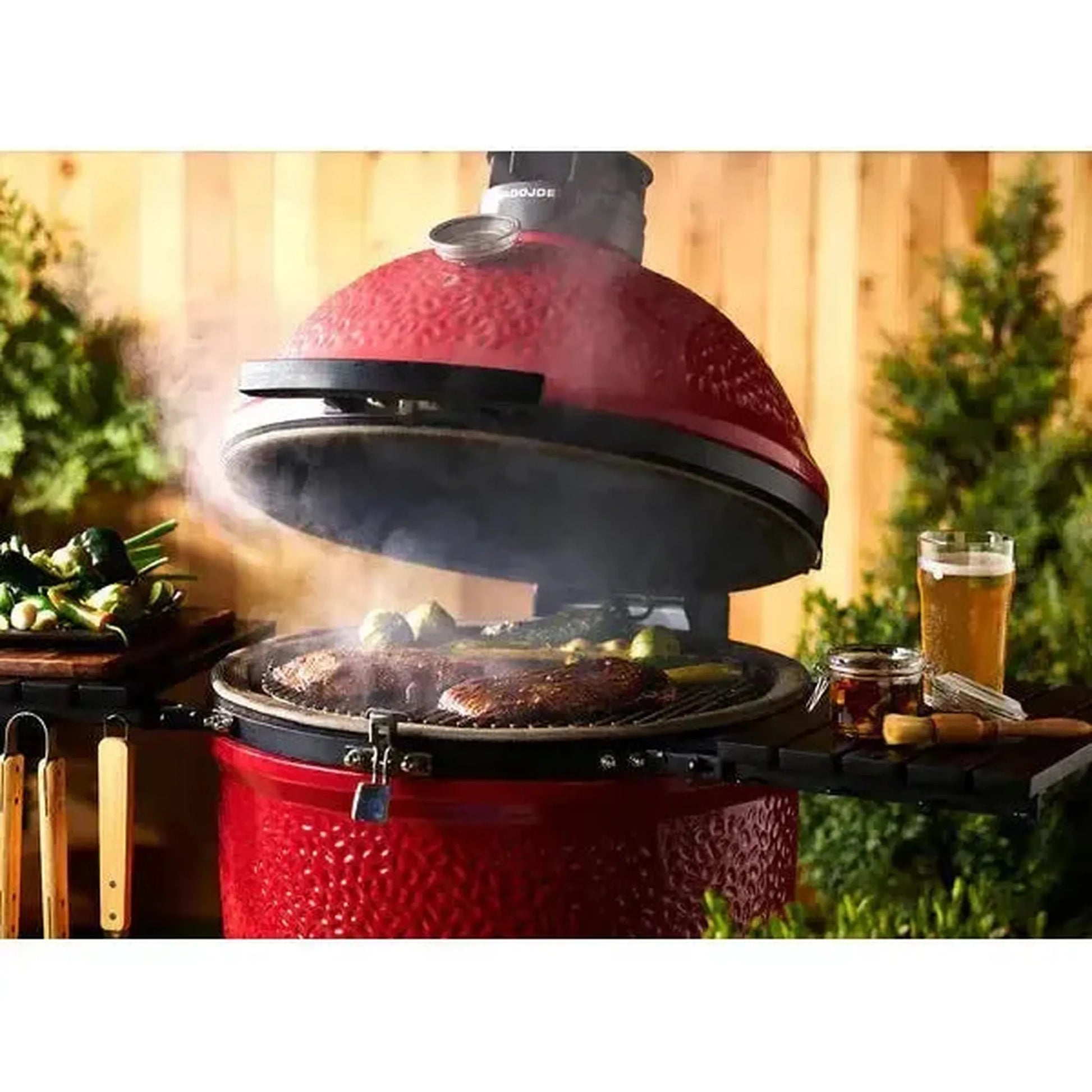 Kamado Joe Classic Joe Series II 18" Red Ceramic Kamado Charcoal Grill With Cart