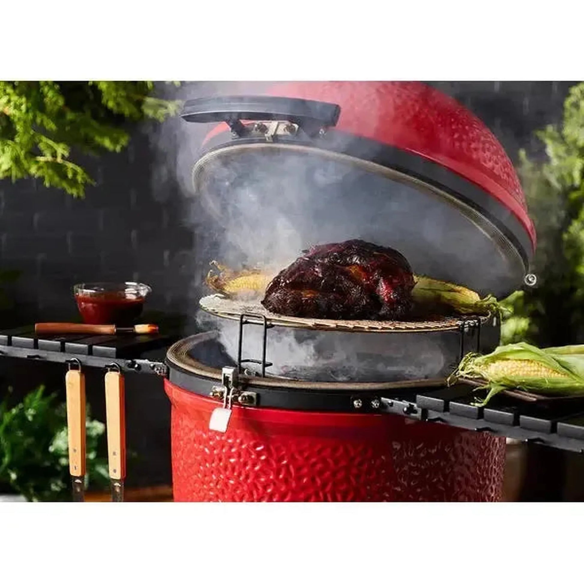 Kamado Joe Classic Joe Series III 18" Red Ceramic Kamado Charcoal Grill With Cart