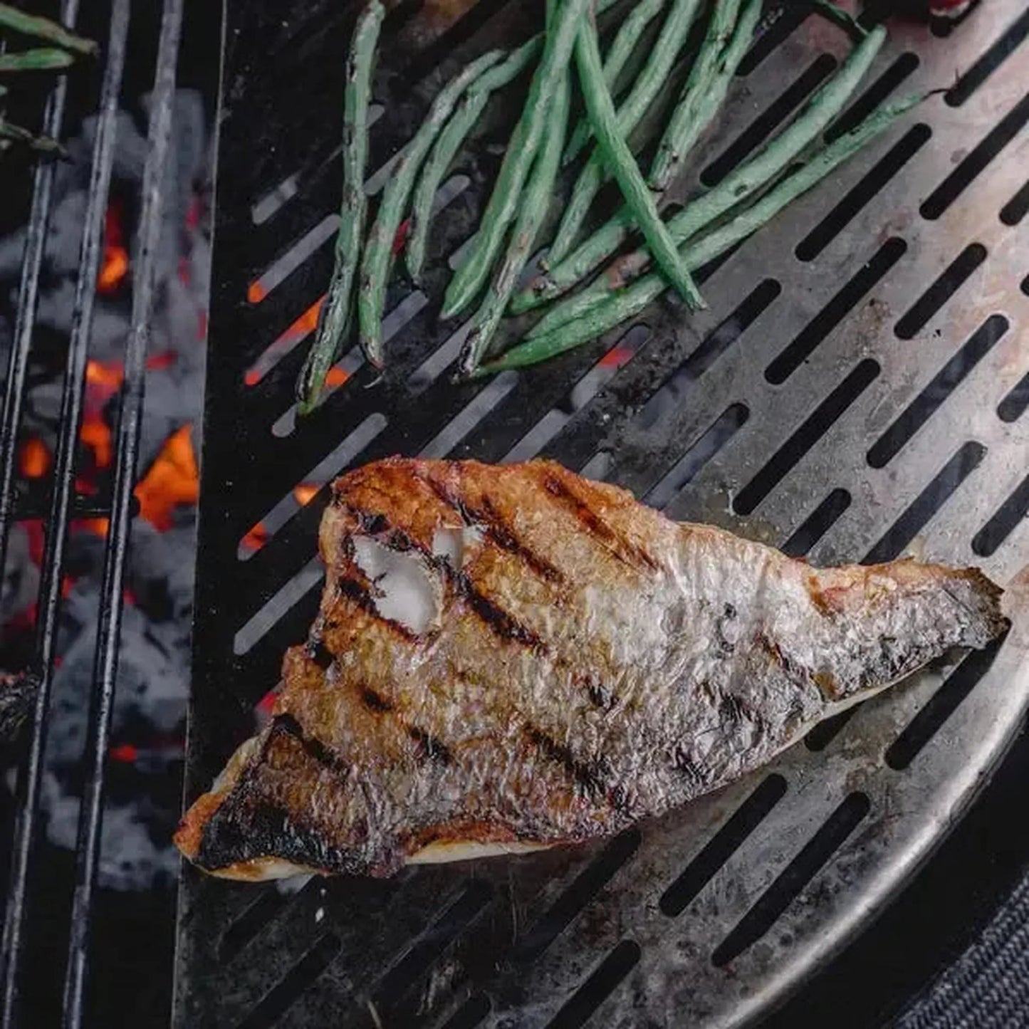 Kamado Joe Half Moon Stainless Steel Fish and Vegetable Cooking Grate for Big Joe Series Grills