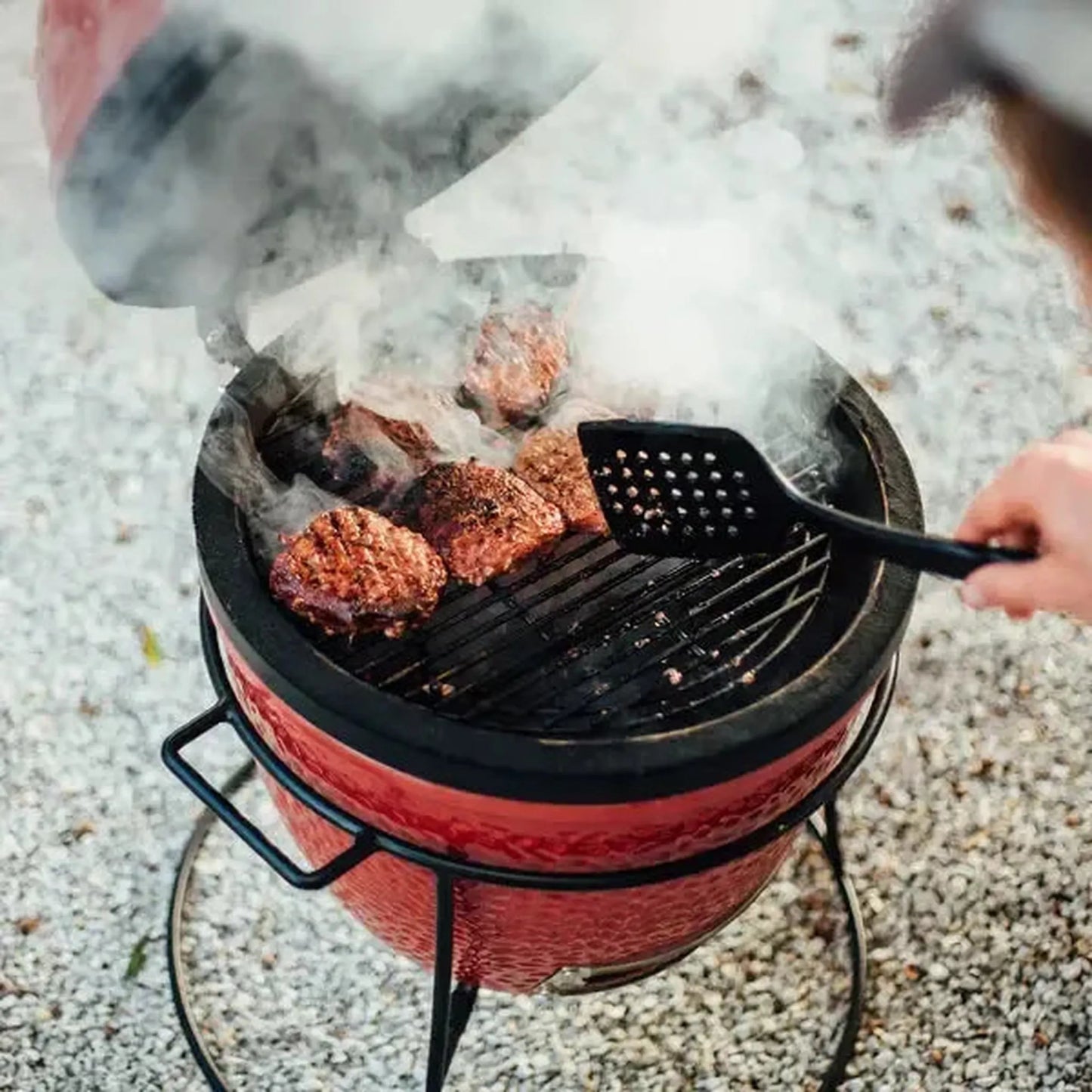 Kamado Joe Joe Jr. 13" Red Ceramic Charcoal Grill On Stand