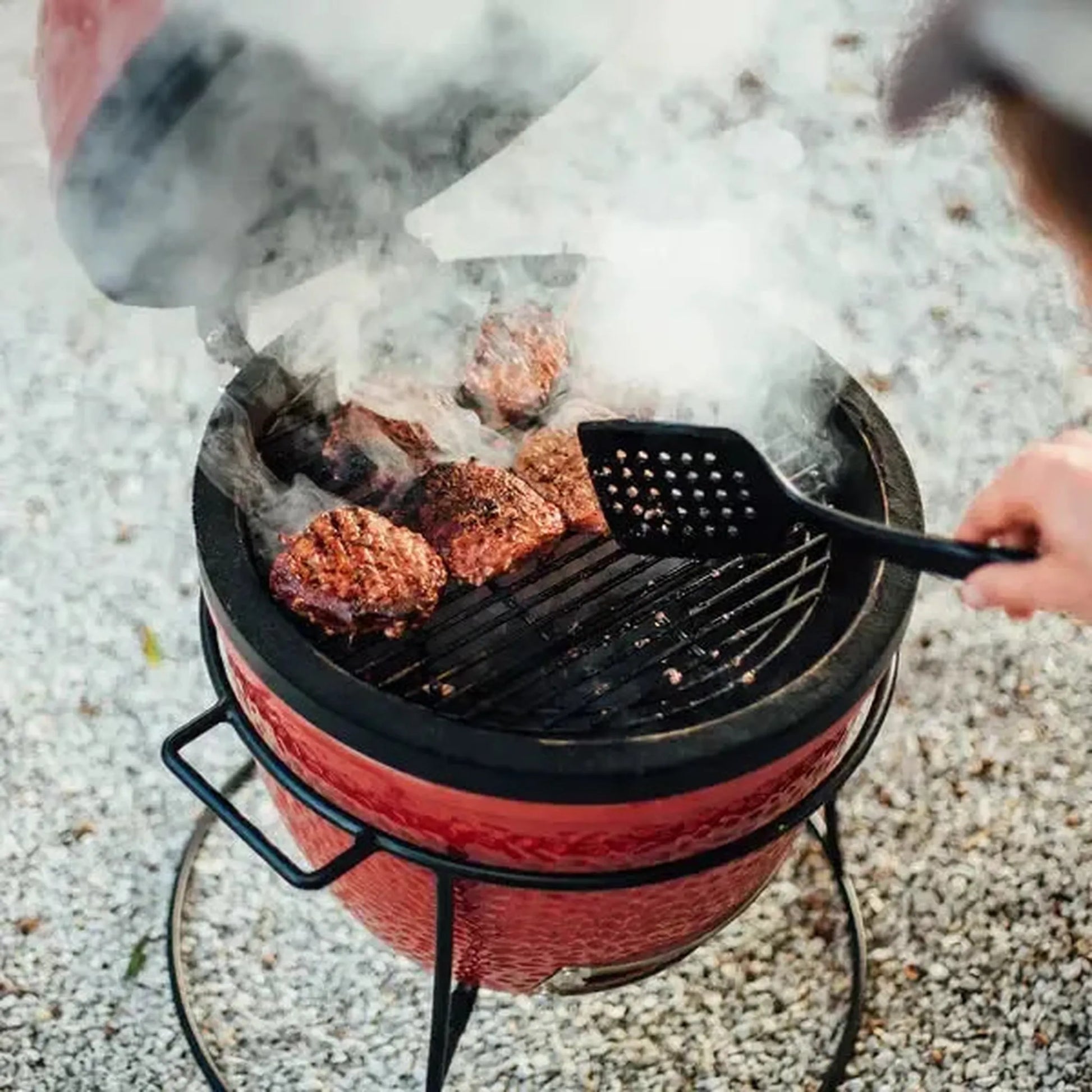 Kamado Joe Joe Jr. 13" Red Ceramic Charcoal Grill On Stand