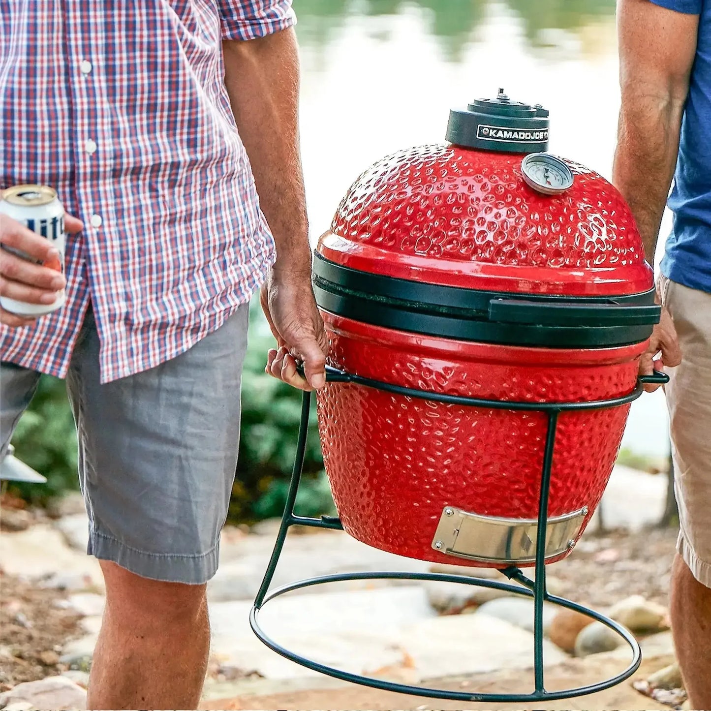 Kamado Joe Joe Jr. 13" Red Ceramic Charcoal Grill On Stand