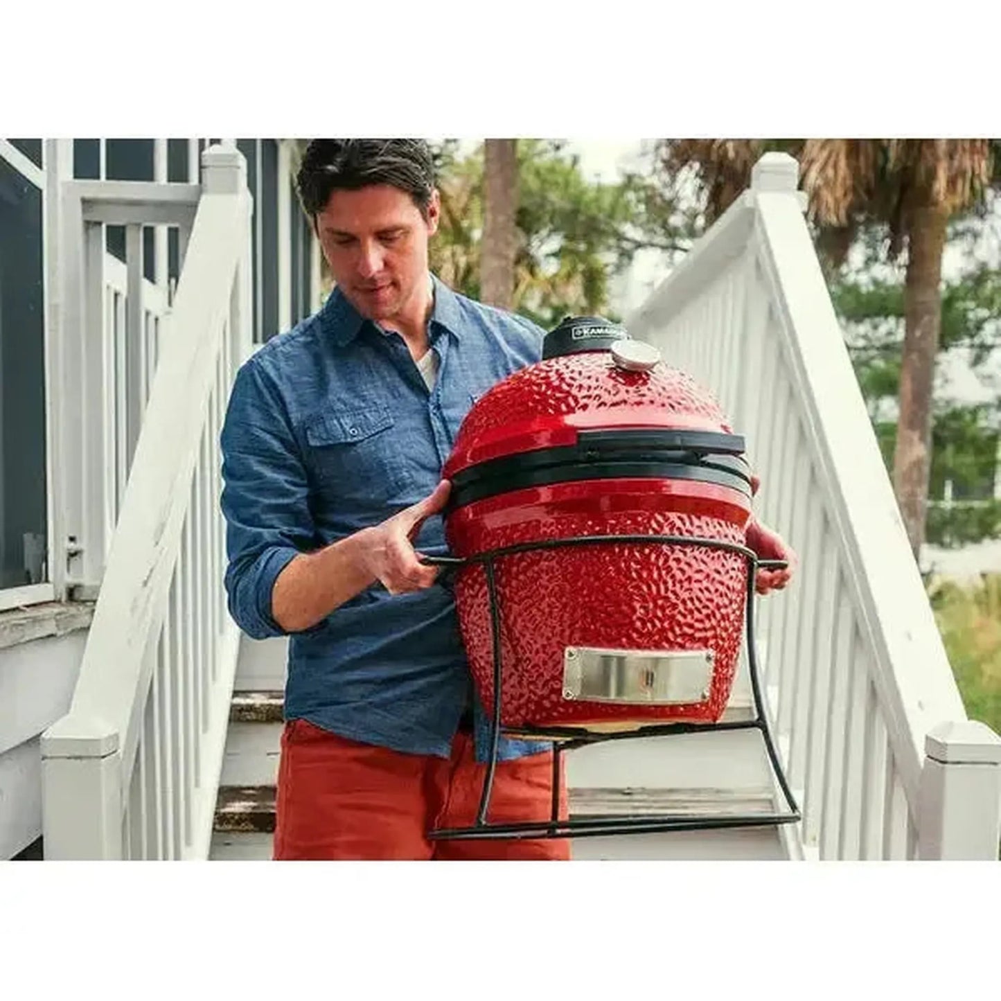 Kamado Joe Joe Jr. 13" Red Ceramic Charcoal Grill On Stand