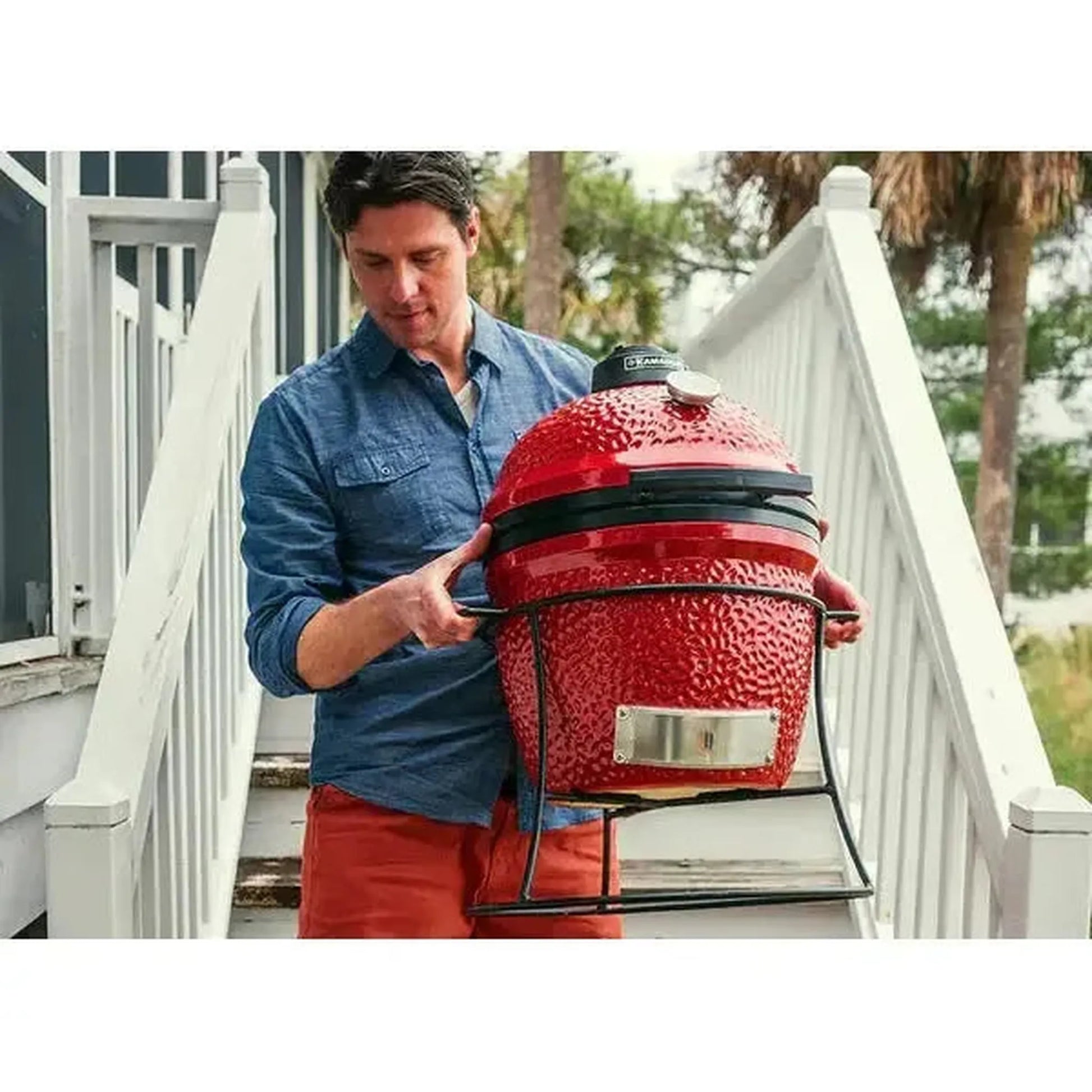 Kamado Joe Joe Jr. 13" Red Ceramic Charcoal Grill On Stand