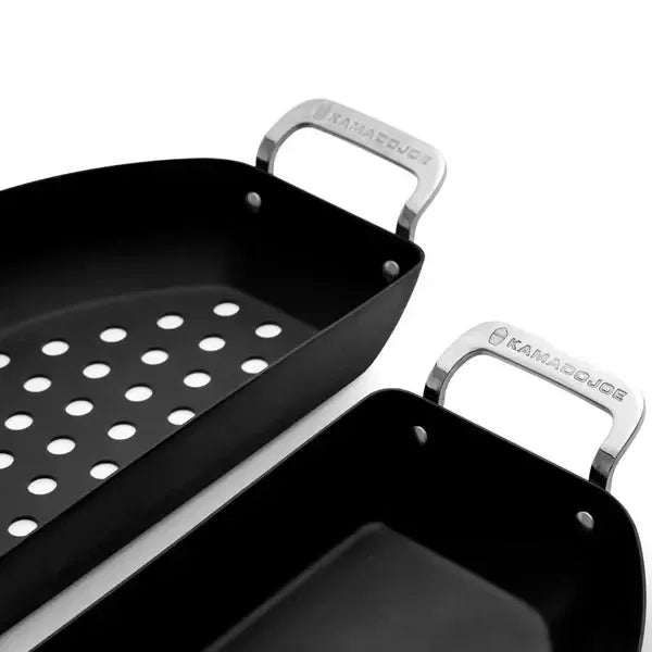 Kamado Joe Karbon Steel 15" Pre-Seasoned Carbon Steel Half-Moon Pan Set
