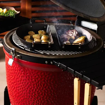 Kamado Joe Karbon Steel 15" Pre-Seasoned Carbon Steel Half-Moon Pan Set