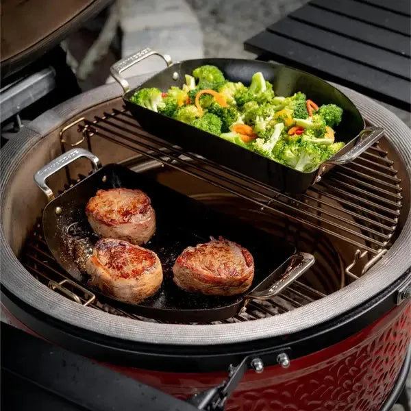 Kamado Joe Karbon Steel 15" Pre-Seasoned Carbon Steel Half-Moon Pan Set