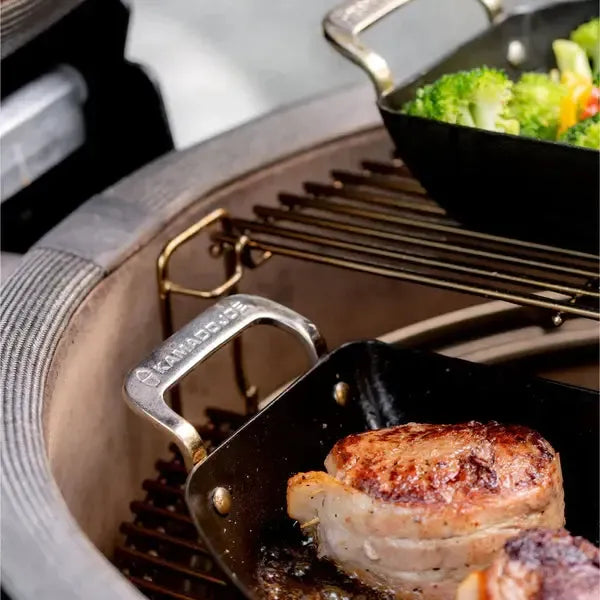 Kamado Joe Karbon Steel 15" Pre-Seasoned Carbon Steel Half-Moon Pan Set