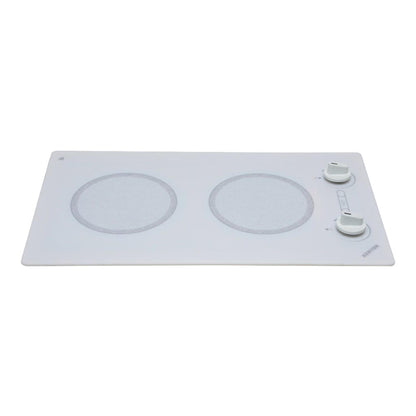 Kenyon Alpine 24" 2-Burner White 120V Small Electric Cooktop With Knob Control