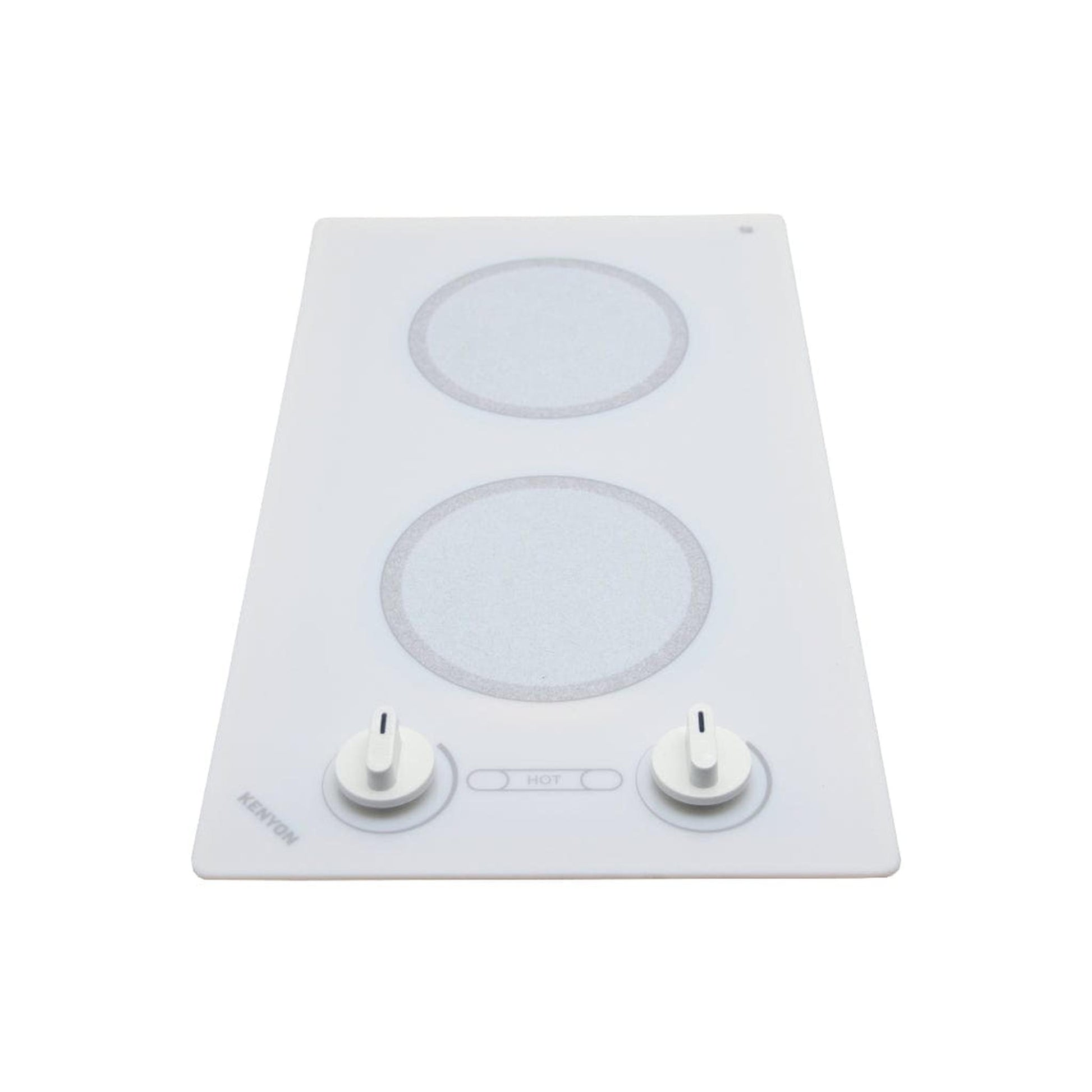 Kenyon Alpine 24" 2-Burner White 120V Small Electric Cooktop With Knob Control