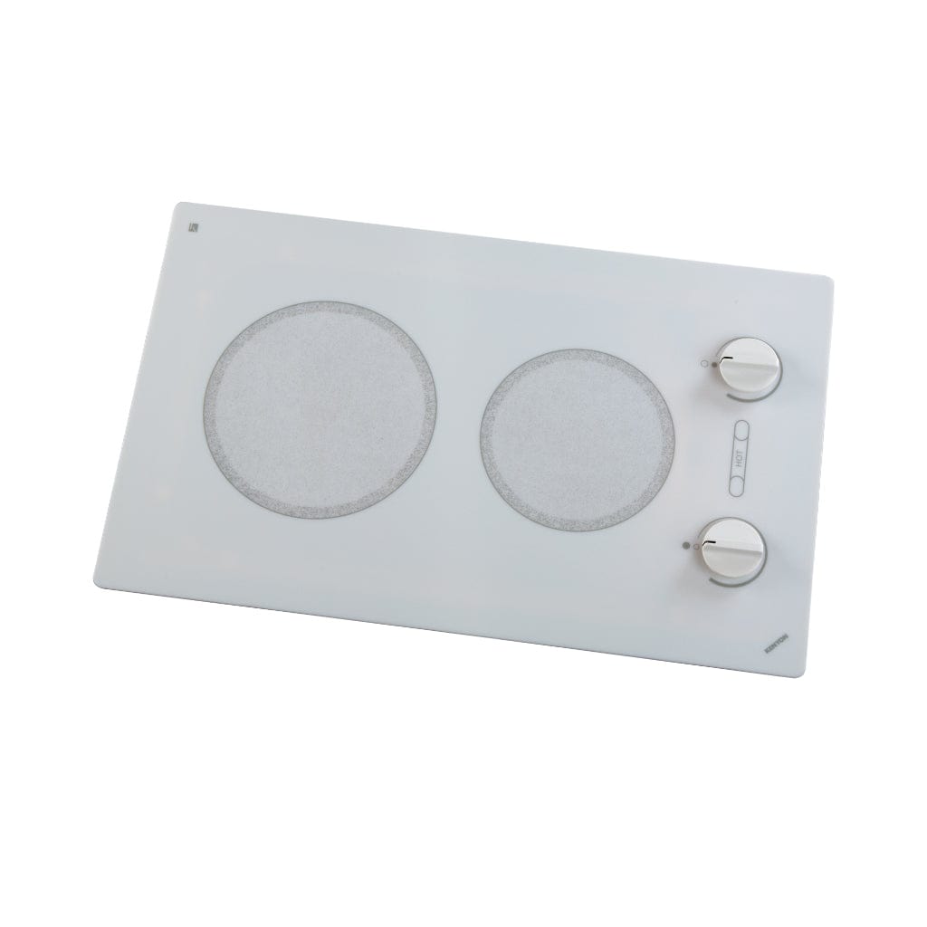 Kenyon Alpine 24" 2-Burner White 240V Large Electric Cooktop With Knob Control