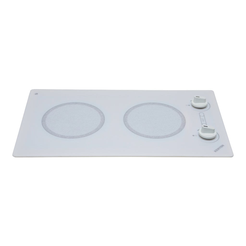 Kenyon Alpine 24" 2-Burner White 240V Small Electric Cooktop With Knob Control
