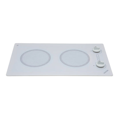 Kenyon Alpine 24" 2-Burner White 240V Small Electric Cooktop With Knob Control