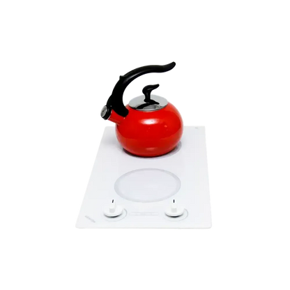 Kenyon Alpine 24" 2-Burner White 240V Small Electric Cooktop With Knob Control