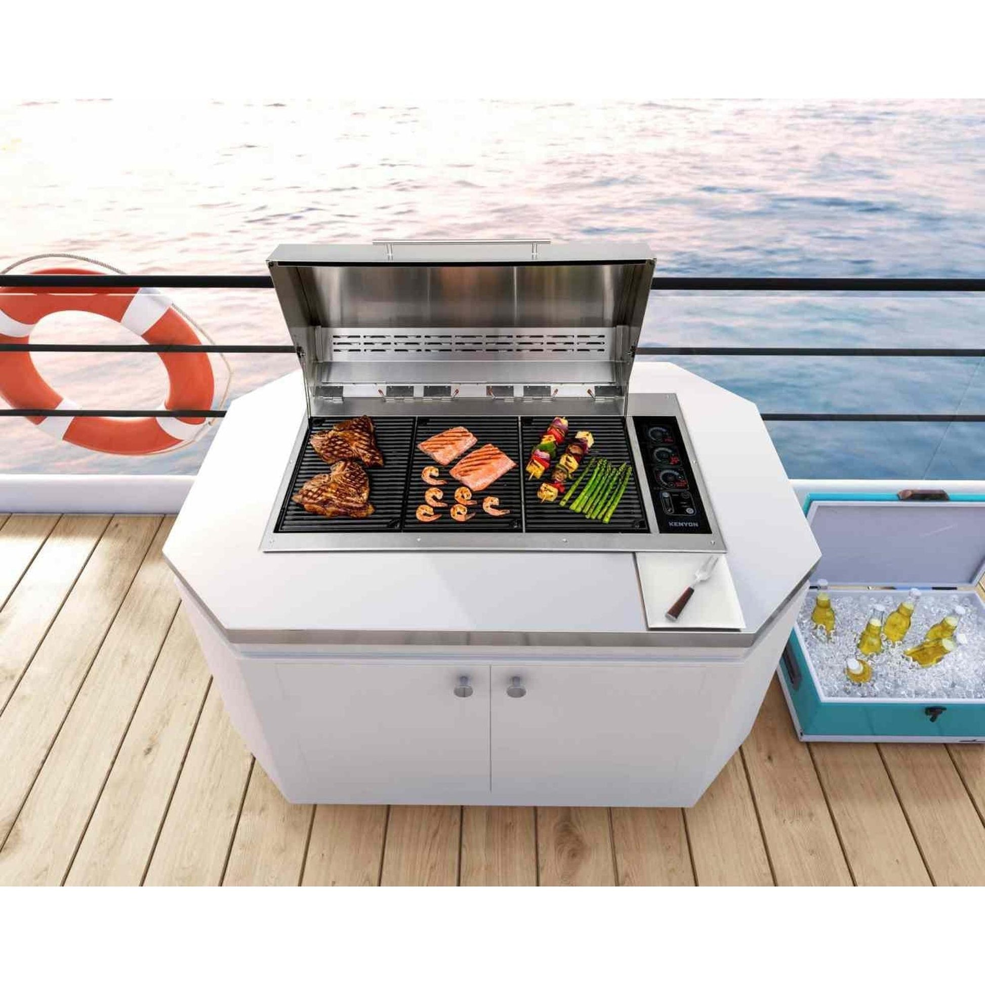 Kenyon Big American 41" 240V 3-Burner Two-Lid Built-In Electric Grill With IntelliKEN Touch Control
