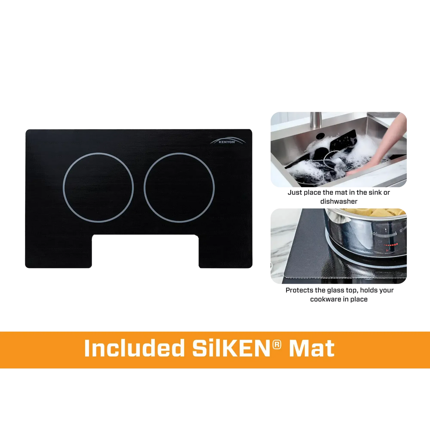 Kenyon Bridge Induction 21" 2-Burner Black 120V Landscape-Mount Electric Cooktop With SilKEN Mat