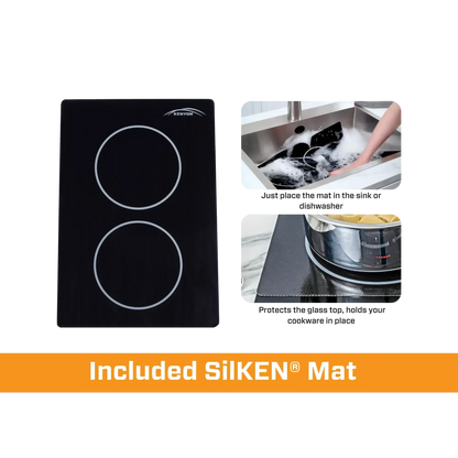 Kenyon Bridge Induction 21" 2-Burner Black 240V 3700W Portrait-Mount Electric Cooktop With SilKEN Mat