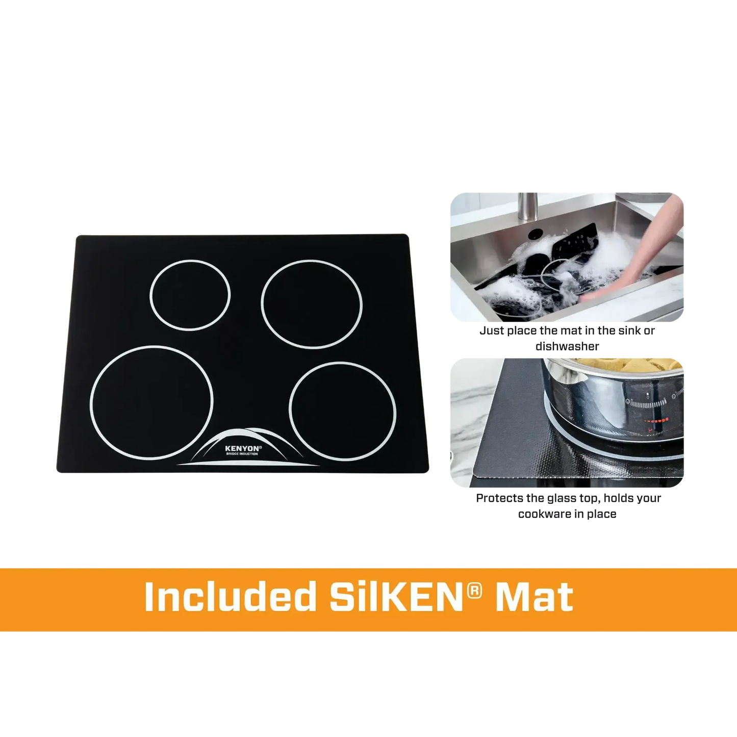 Kenyon Bridge Induction 24" Black 4-Burner 240V Electric Cooktop With SilKEN Mat