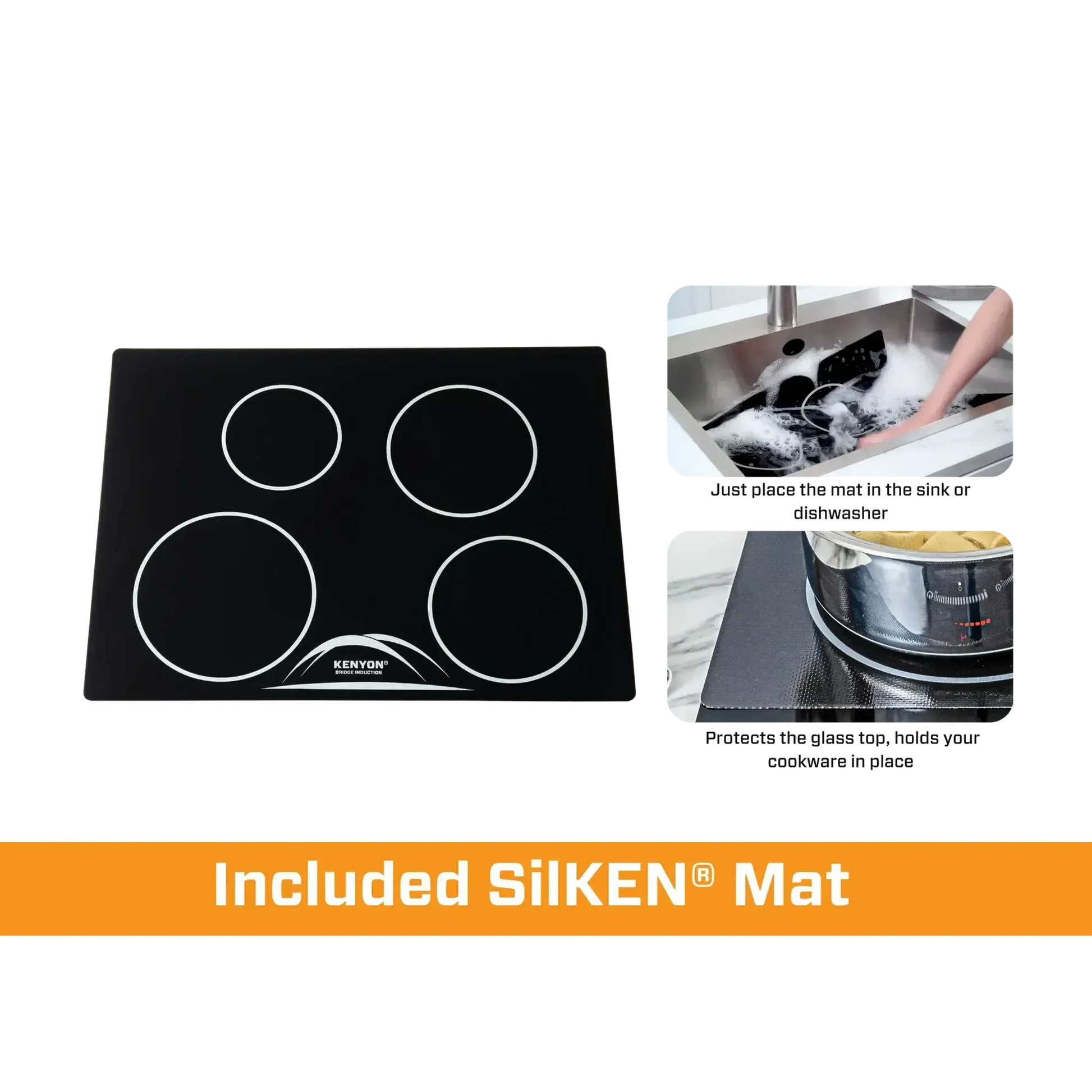 Kenyon Bridge Induction 24" Black 4-Burner 240V Electric Cooktop With SilKEN Mat
