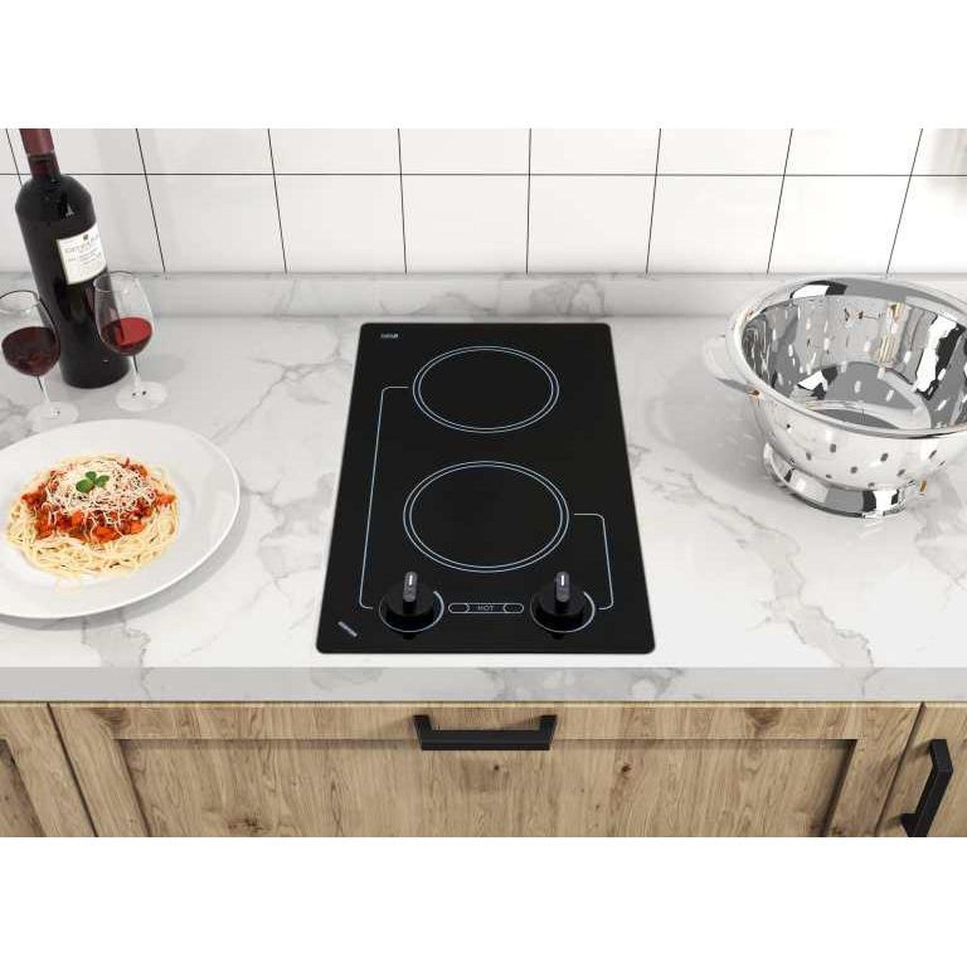 Kenyon Caribbean 21" 2-Burner Black 208V Electric Cooktop With Knob Control