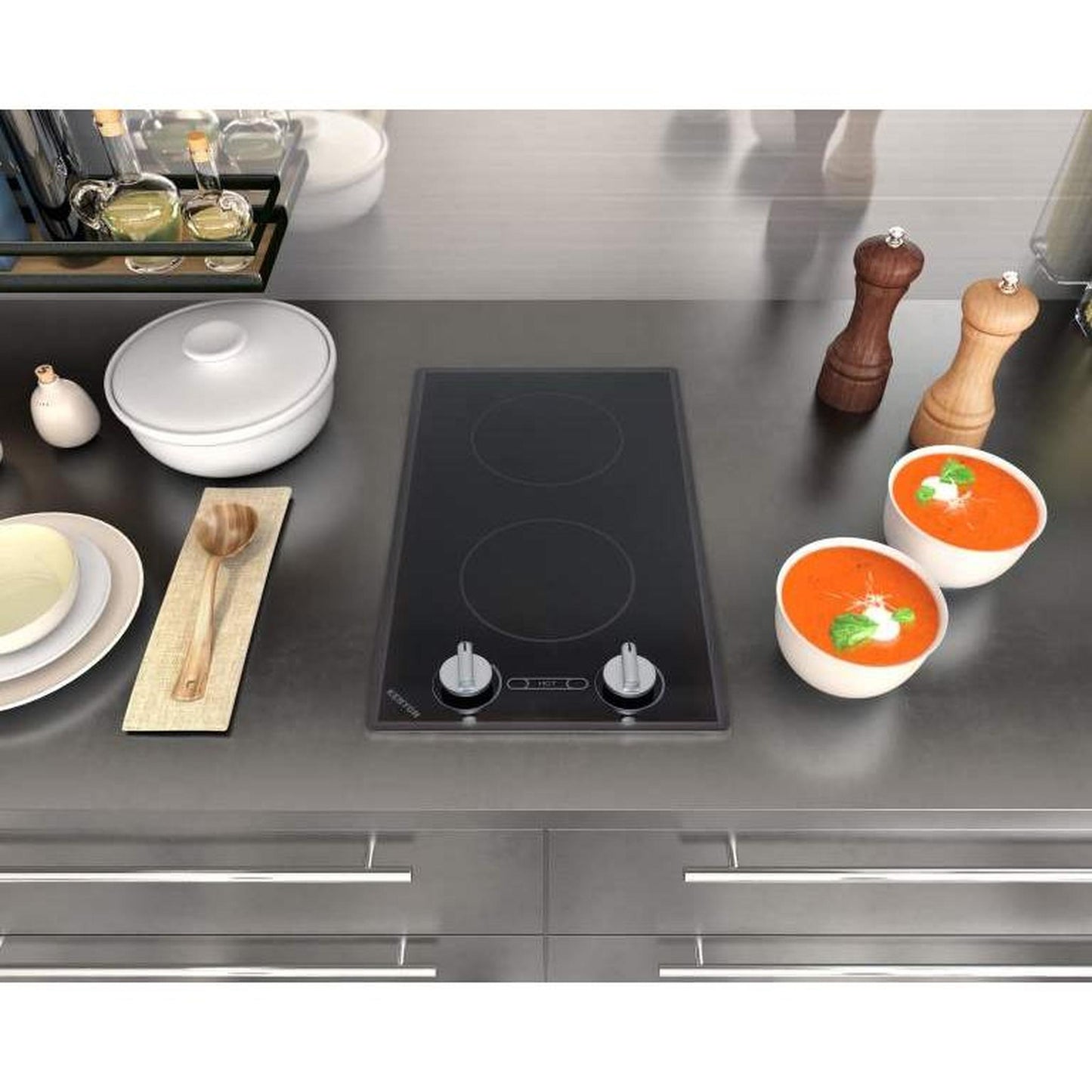 Kenyon Cortez 21" 2-Burner Black 208V Electric Cooktop With Knob Control