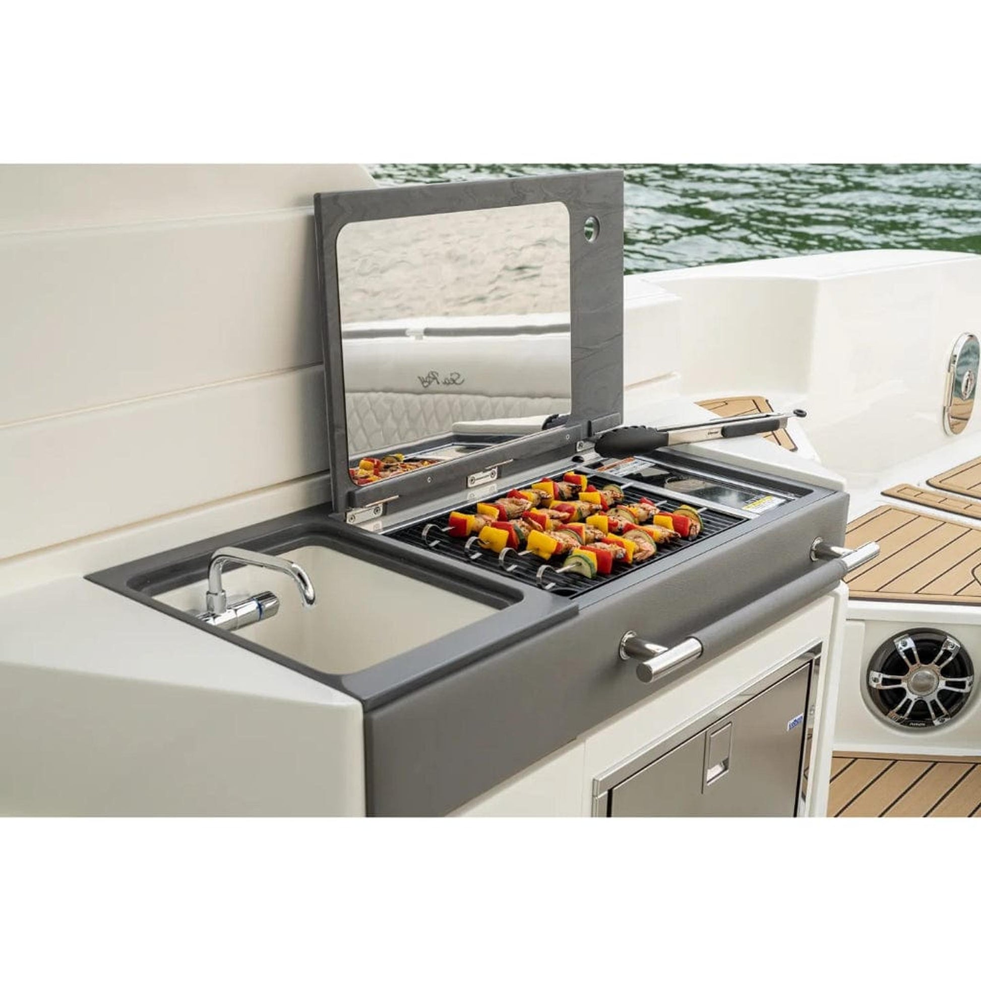 Kenyon Frontier 21" 1-Burner Built-In 120V No Lid Electric Grill With GFCI 3-Prong Cord Plug