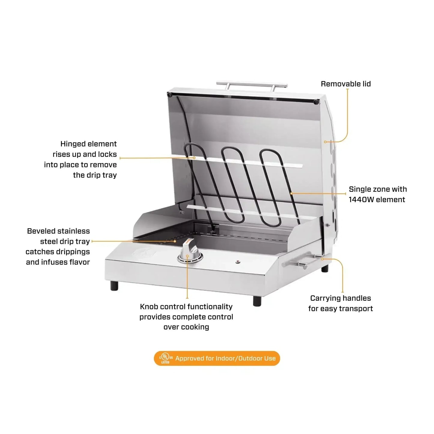 Kenyon G2 20" 120V 1-Burner Portable Electric Grill