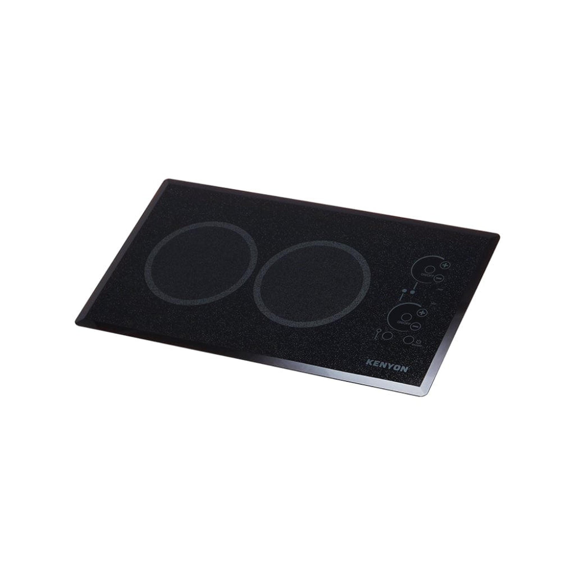 Kenyon Lite-Touch Q 21" 2-Burner Black 120V Small Portrait-Mount Electric Cooktop With Touch Control