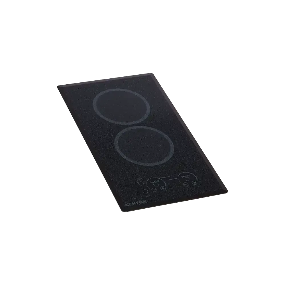 Kenyon Lite-Touch Q 21" 2-Burner Black 240V Small Portrait-Mount Electric Cooktop With Touch Control
