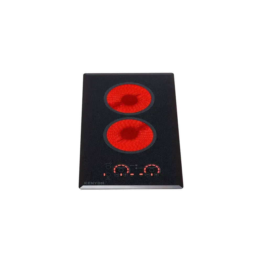 Kenyon Lite-Touch Q 21" 2-Burner Black 240V Small Portrait-Mount Electric Cooktop With Touch Control