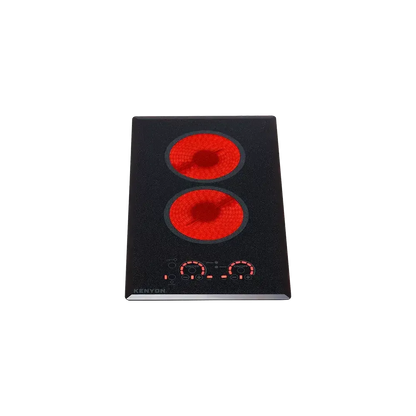 Kenyon Lite-Touch Q 21" 2-Burner Black 240V Small Portrait-Mount Electric Cooktop With Touch Control