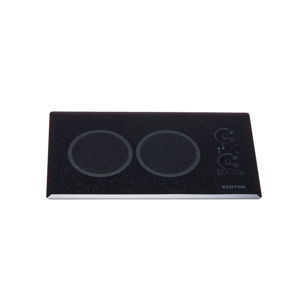 Kenyon Lite-Touch Q 21" 2-Burner Black 240V Small Portrait-Mount Electric Cooktop With Touch Control