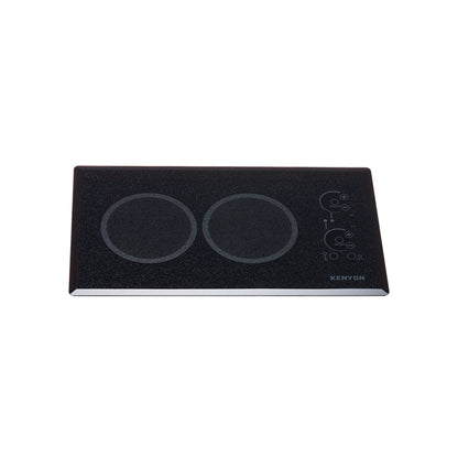 Kenyon Lite-Touch Q 21" 2-Burner Black 240V Small Portrait-Mount Electric Cooktop With Touch Control