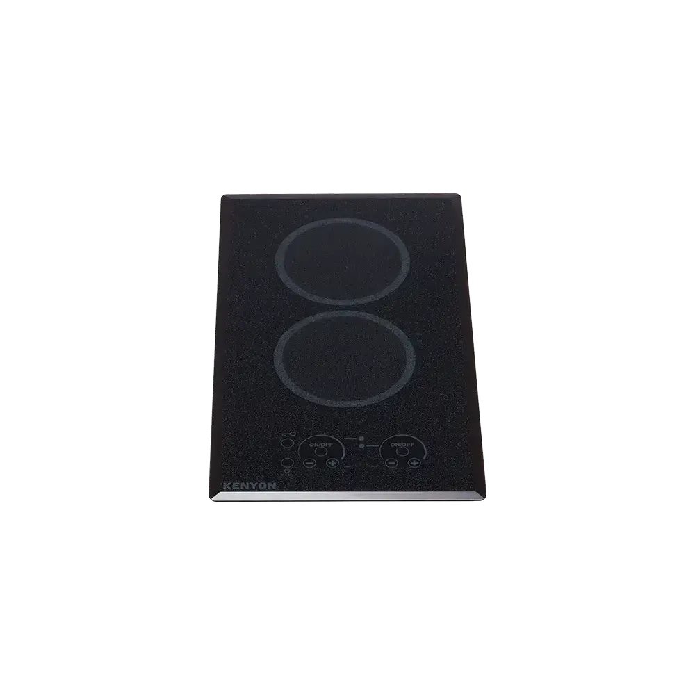 Kenyon Lite-Touch Q 21" 2-Burner Black 240V Small Portrait-Mount Electric Cooktop With Touch Control
