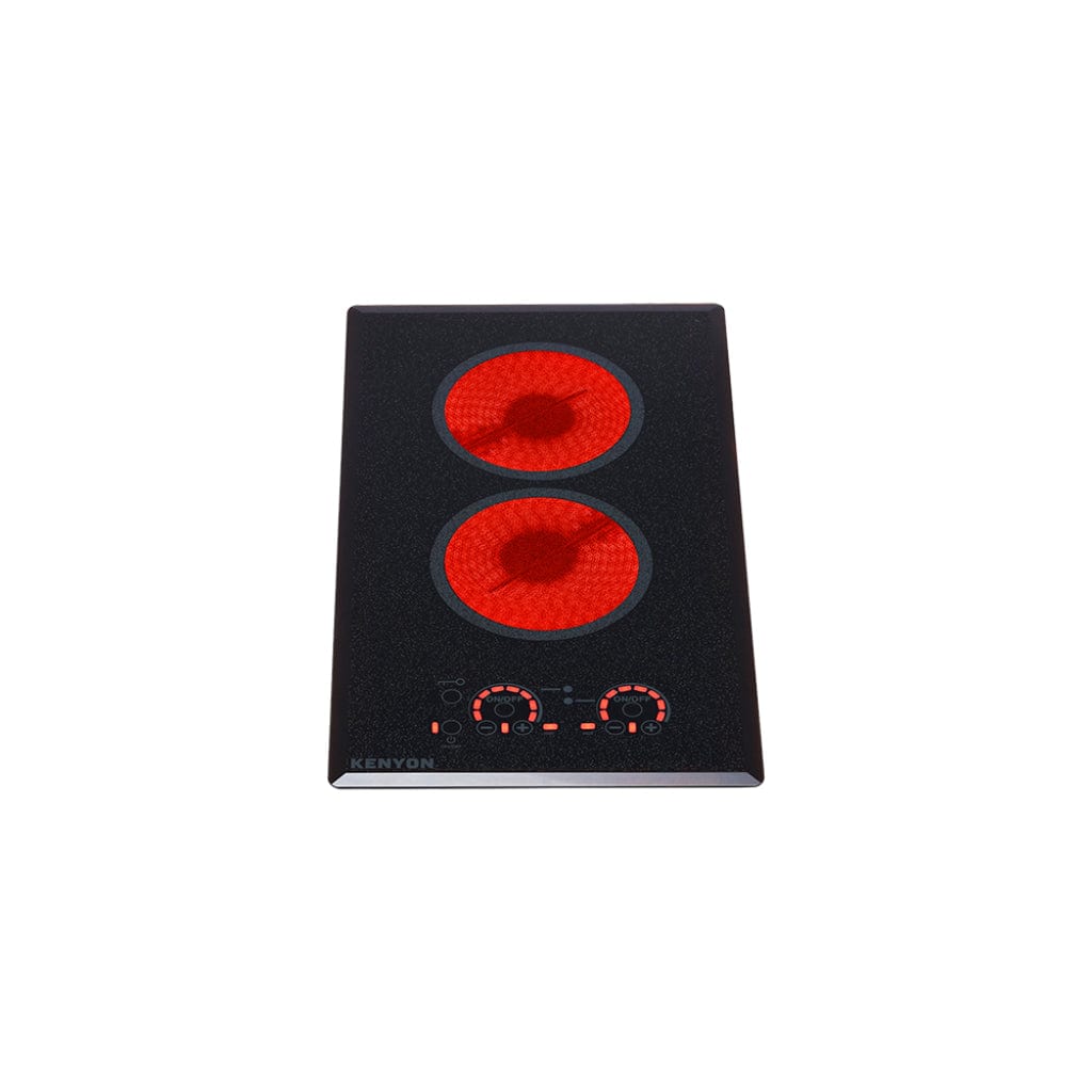 Kenyon Lite-Touch Q 23" 2-Burner Black 240V Large Portrait-Mount Electric Cooktop With Touch Control