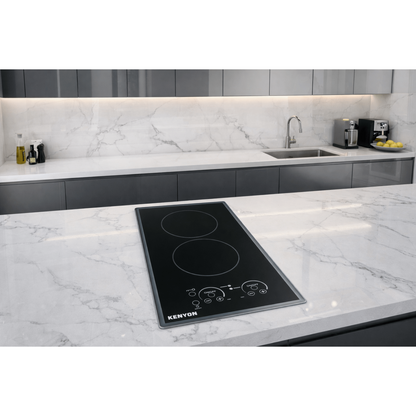 Kenyon Lite-Touch Q Cortez 21" 2-Burner Black 240V Landscape-Mount Electric Cooktop With Touch Control