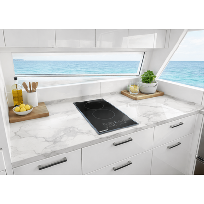 Kenyon Lite-Touch Q Cortez 21" 2-Burner Black 240V Landscape-Mount Electric Cooktop With Touch Control