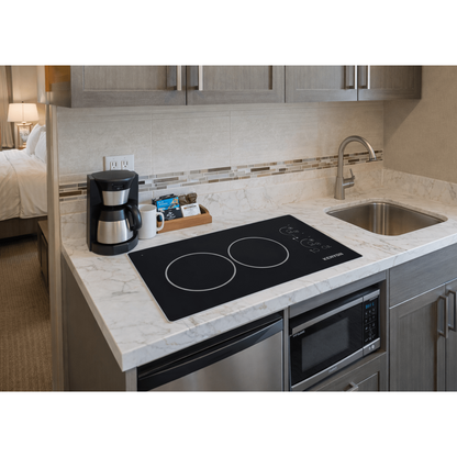 Kenyon Lite-Touch Q Cortez 21" 2-Burner Black 240V Landscape-Mount Electric Cooktop With Touch Control