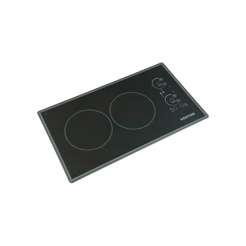 Kenyon Lite-Touch Q Cortez 21" 2-Burner Black 240V Landscape-Mount Electric Cooktop With Touch Control