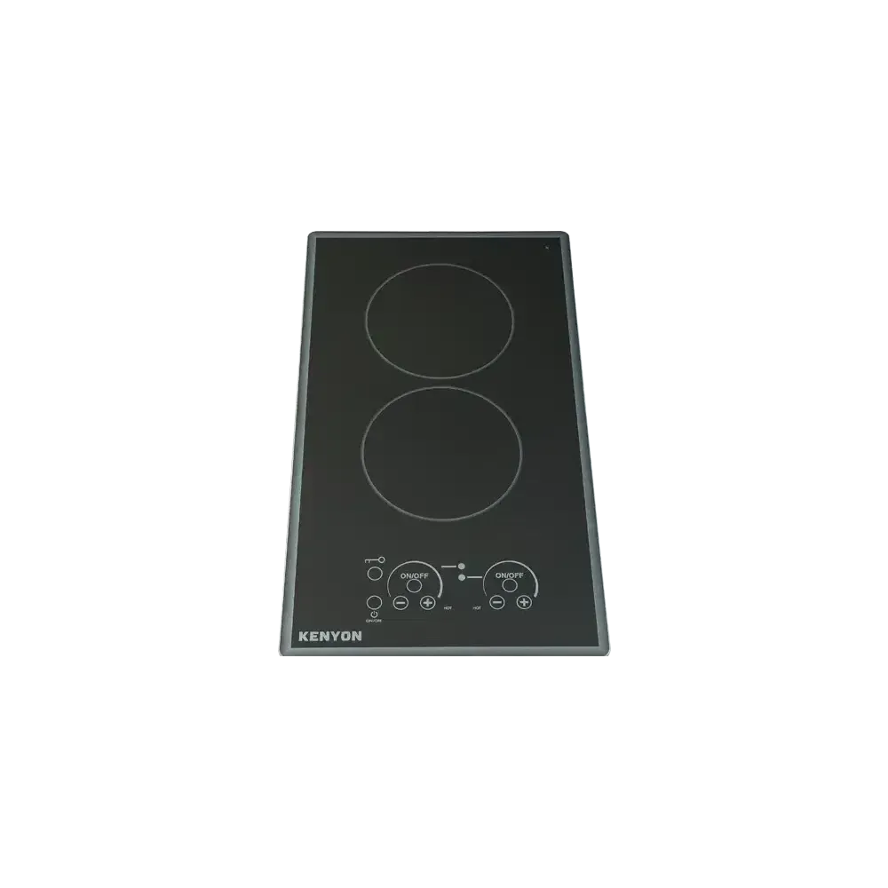 Kenyon Lite-Touch Q Cortez 21" 2-Burner Black 240V Landscape-Mount Electric Cooktop With Touch Control