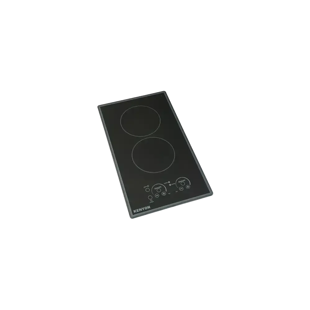 Kenyon Lite-Touch Q Cortez 21" 2-Burner Black 240V Landscape-Mount Electric Cooktop With Touch Control