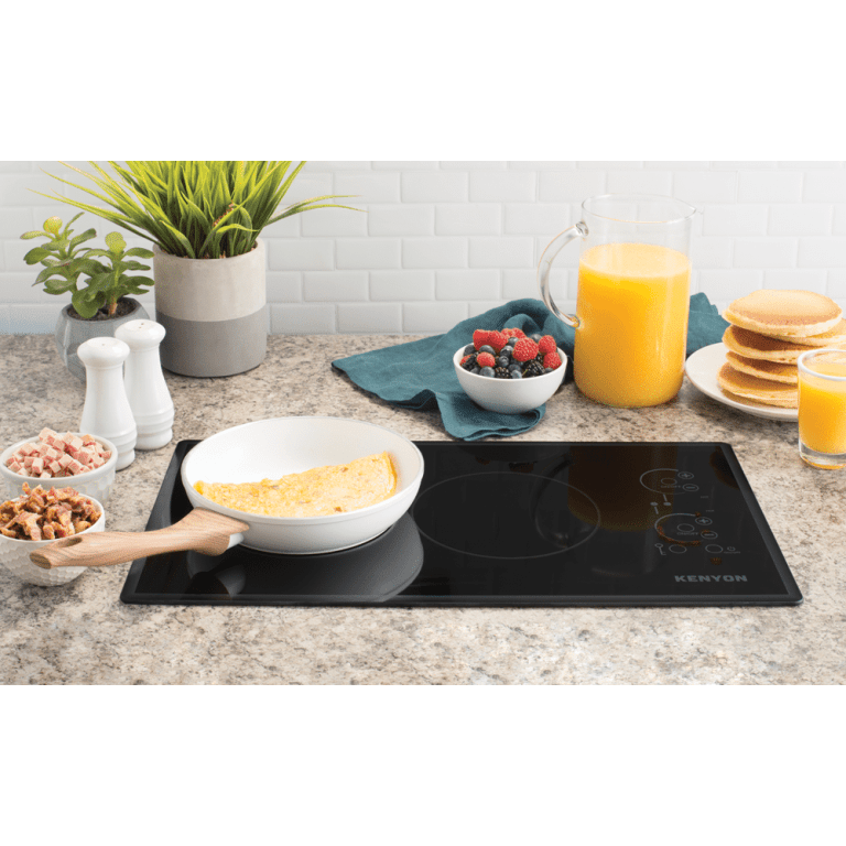 Kenyon Lite-Touch Q Cortez 21" 2-Burner Black 240V Landscape-Mount Electric Cooktop With Touch Control