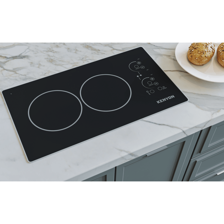 Kenyon Lite-Touch Q Cortez 21" 2-Burner Black 240V Landscape-Mount Electric Cooktop With Touch Control