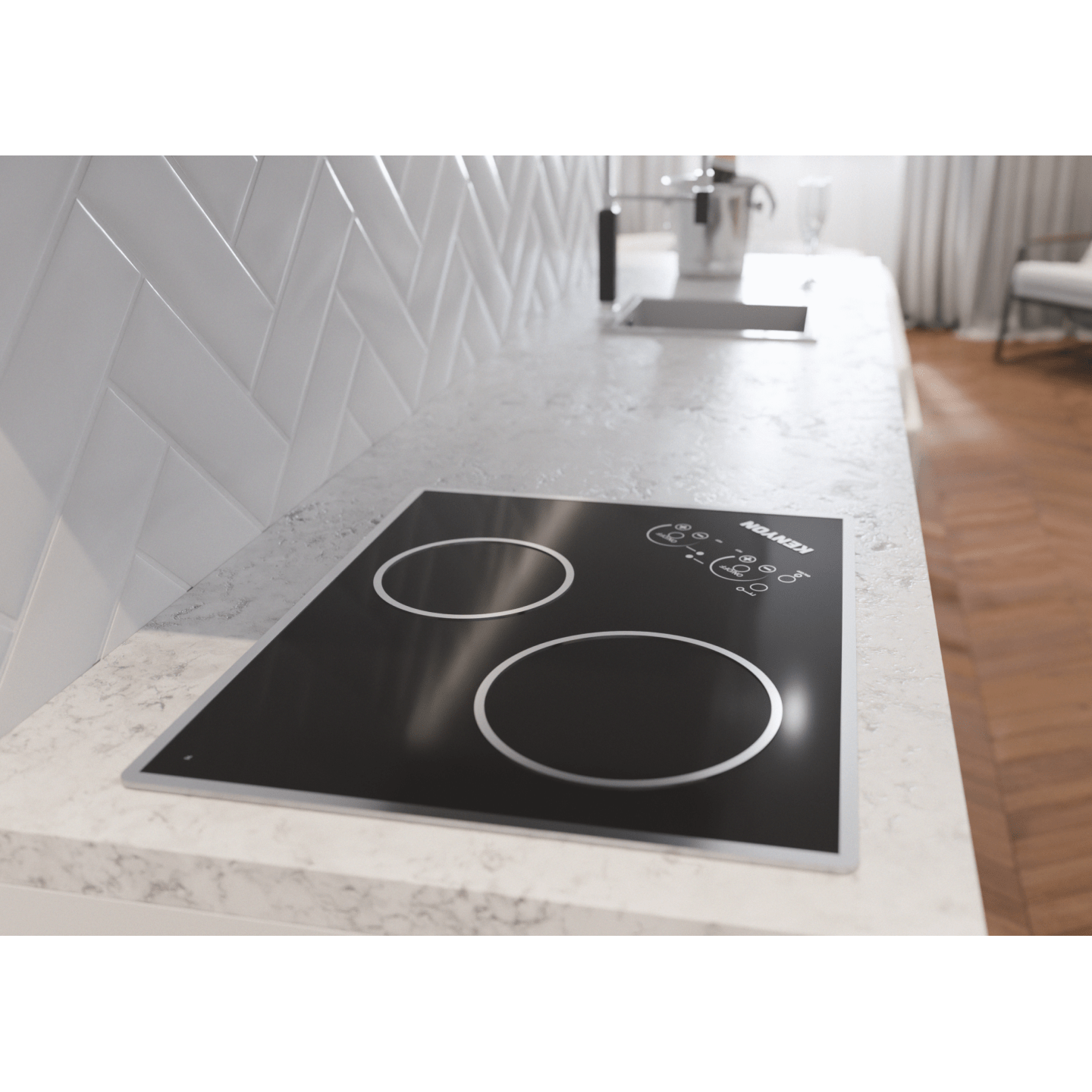 Kenyon Lite-Touch Q Glacier 21" 2-Burner Black 120V XL Electric Cooktop With Touch Control