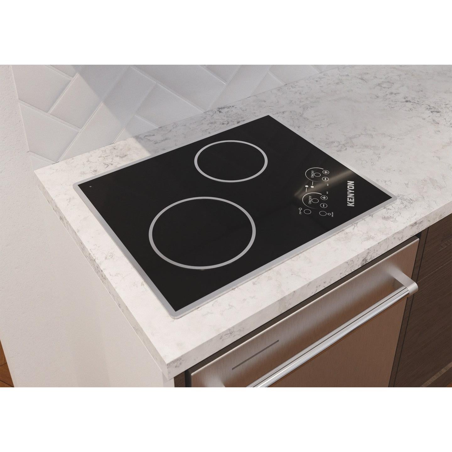 Kenyon Lite-Touch Q Glacier 21" 2-Burner Black 120V XL Electric Cooktop With Touch Control