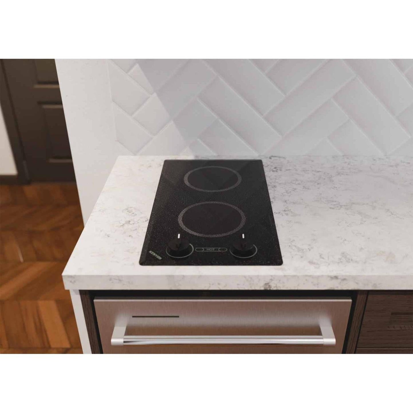 Kenyon Mediterranean 21" 2-Burner Black 208V Small Electric Cooktop With Knob Control