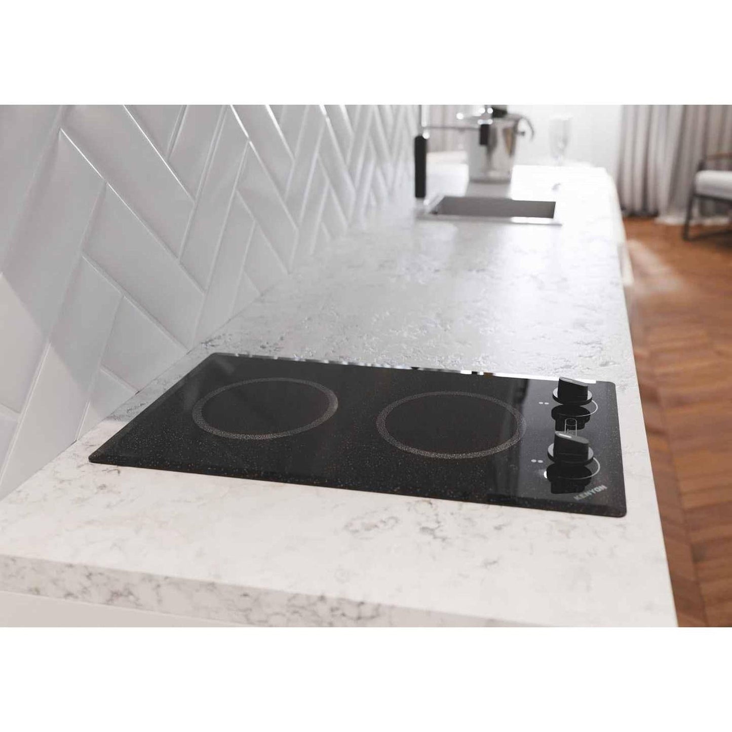 Kenyon Mediterranean 21" 2-Burner Black 208V Small Electric Cooktop With Knob Control